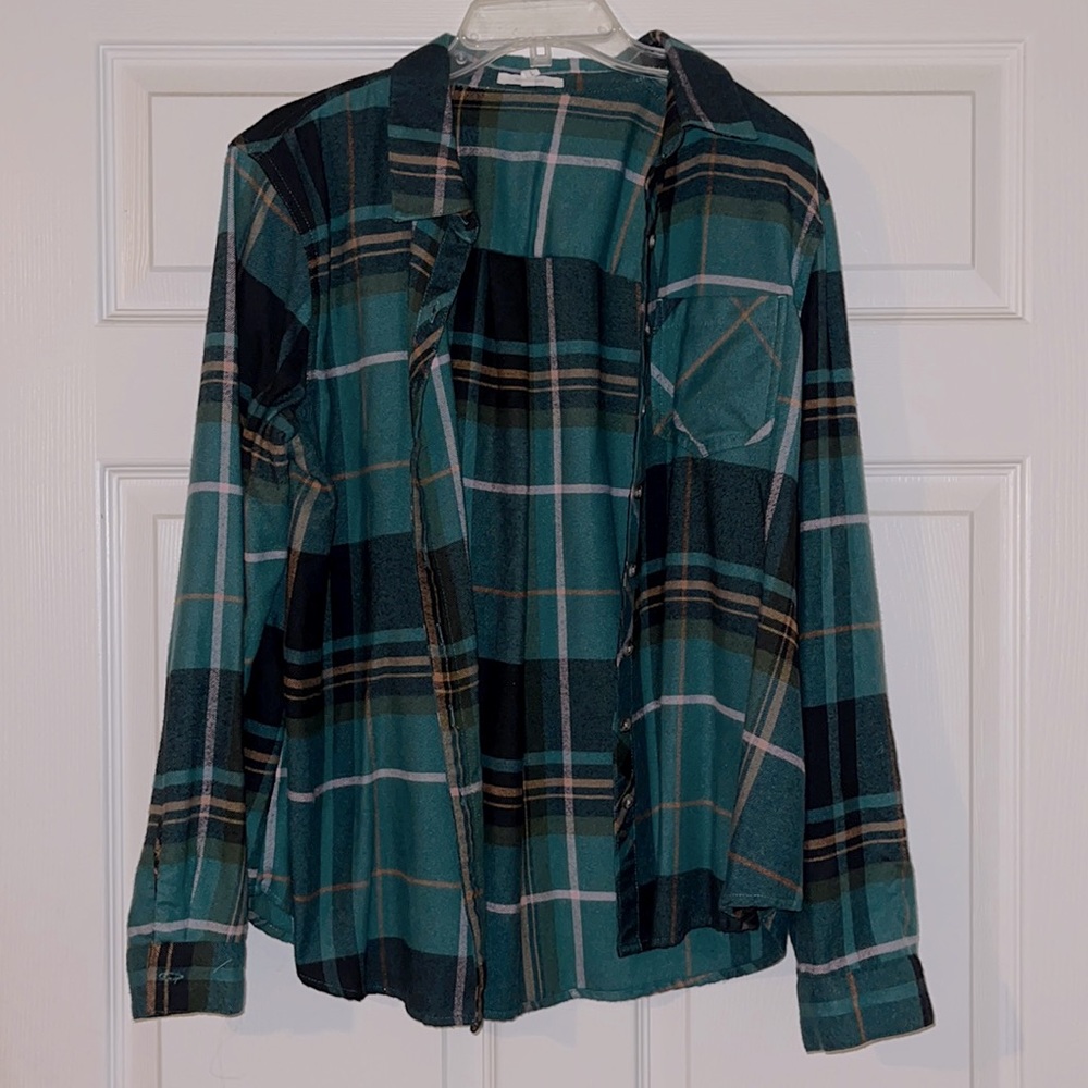 Maurice’s green plaid button up, size large